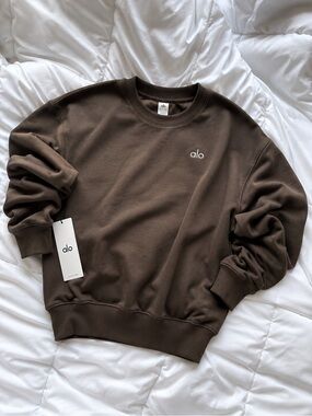 Alo Accolade Crewneck Sweatshirt Espresso XS BNWT